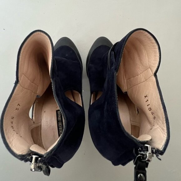 Giorgio Armani Suede Colourblock Pattern Booties - Picture 8 of 16